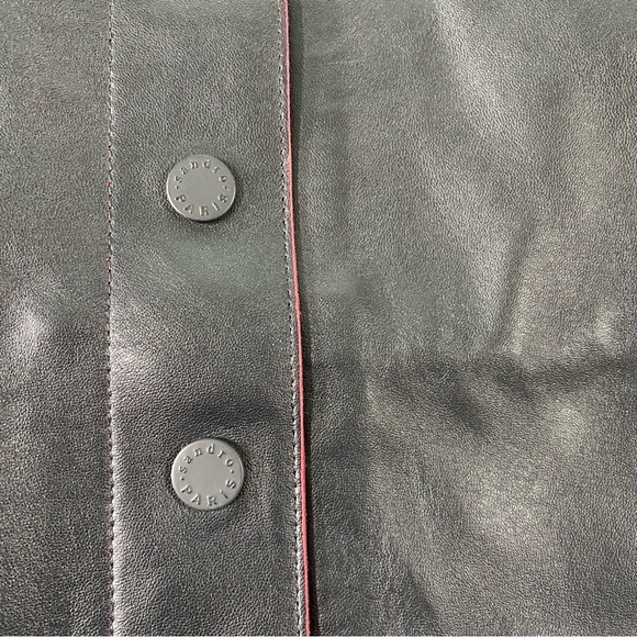 SANDRO Milla Leather Skirt mini skirt button detail women’s size 2 - Picture 6 of 7